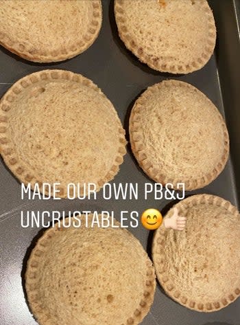 A customer review photo showing homemade uncrustables