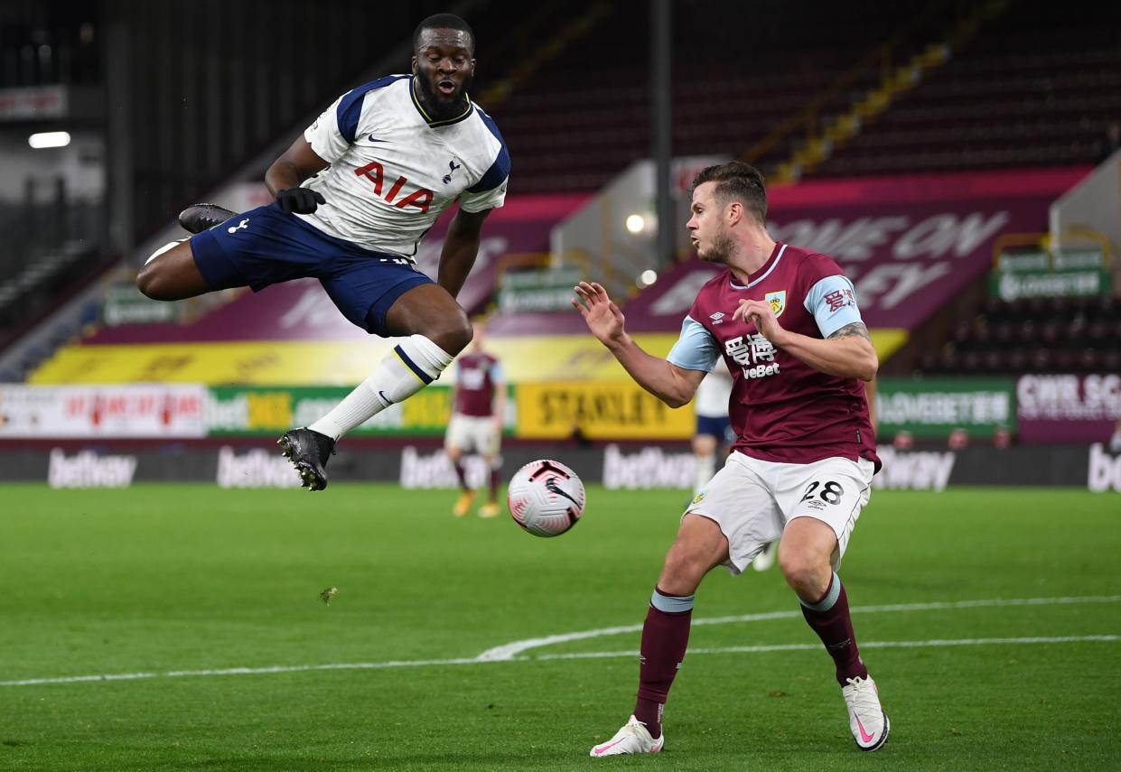 Tanguy Ndombele in action against Burnley on Monday (POOL/AFP via Getty Images)