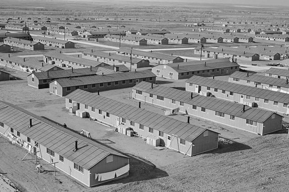 This historic drawing gives a sense of how many people were packed into the camp in the 1940s. Many of the original building foundations remain. NPS.GOV