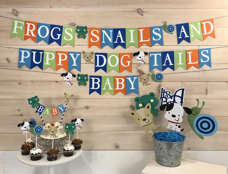 Frogs, Snails, and Puppy Dog Tails Baby Shower Theme