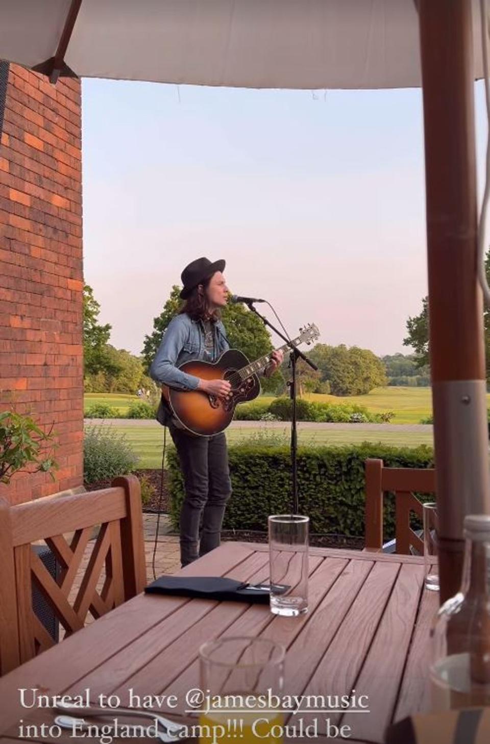 James Bay performs before the England match in Newcastle (Instagram)