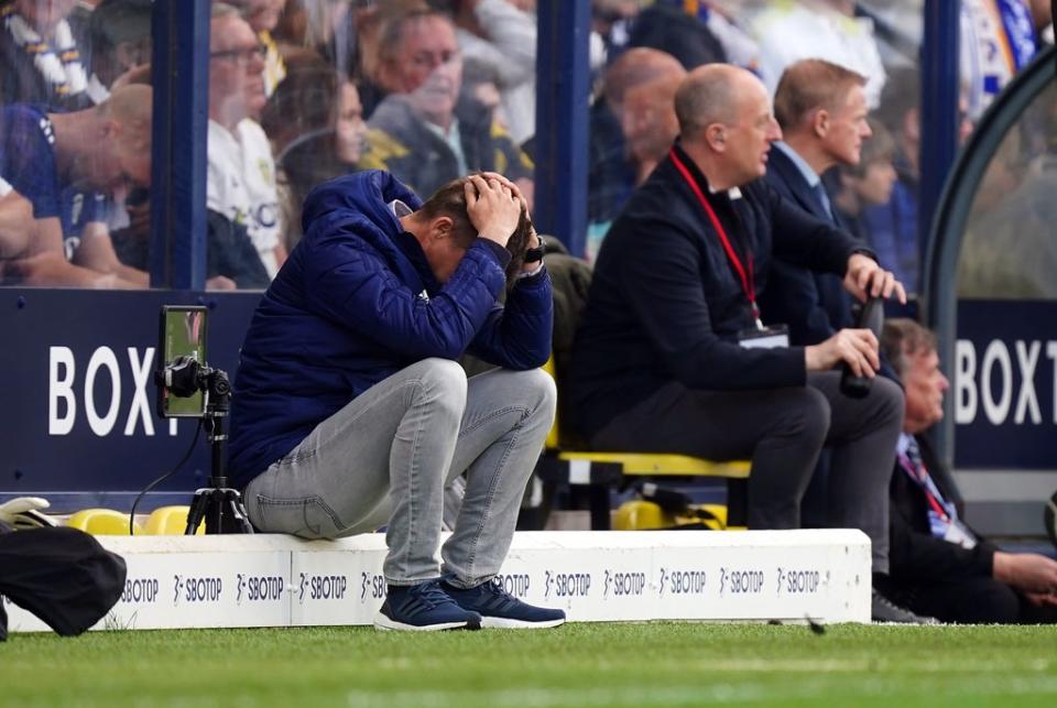 Leeds boss Jesse Marsch could not hide his disappointment after Chelsea’s early opening goal (Mike Egerton/PA) (PA Wire)