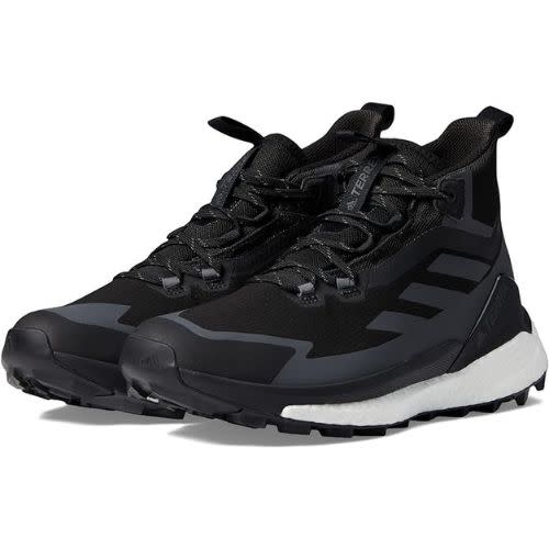 black and white adidas hiking sneakers