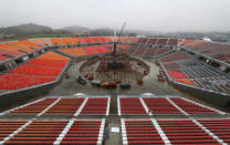 FILE PHOTO: The Olympic Stadium, the venue for the opening and closing ceremony of the PyeongChang 2018 Winter Olympic Games, is seen in Pyeongchang, South Korea, Spetember 27, 2017. REUTERS/Pawel Kopczynski/File Photo