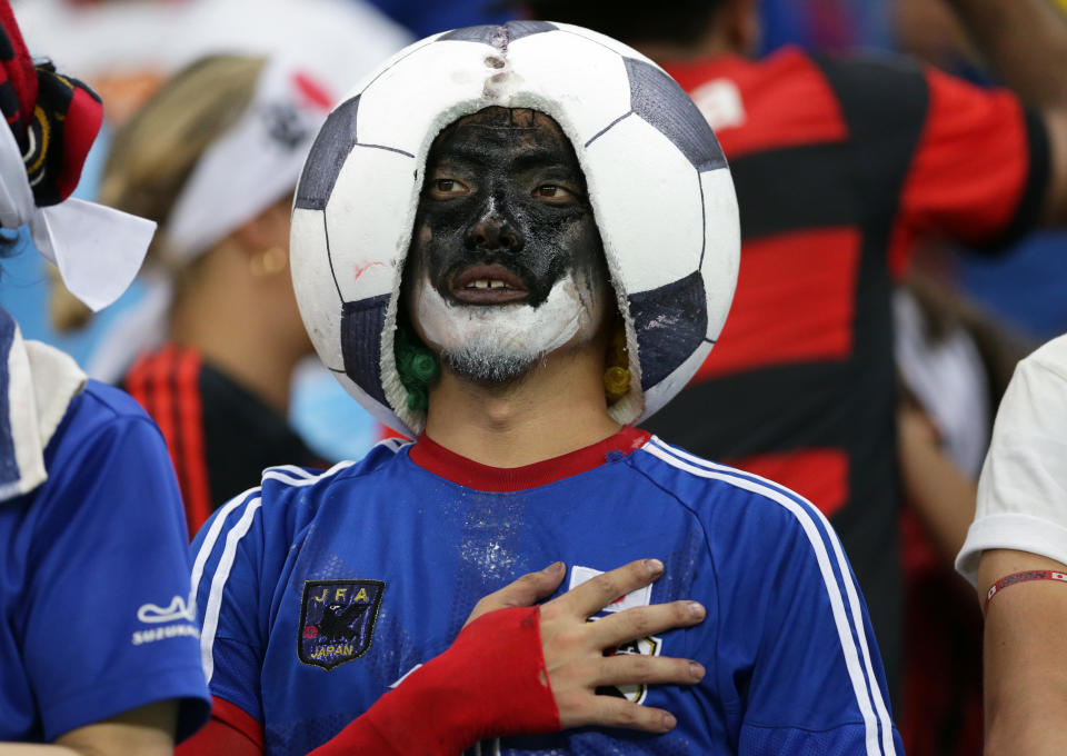 Japanese supporter looks on before the&nbsp;Group B Japan versus Colombia soccer match in&nbsp;Manaus, Brazil on August 7, 2016.&nbsp;