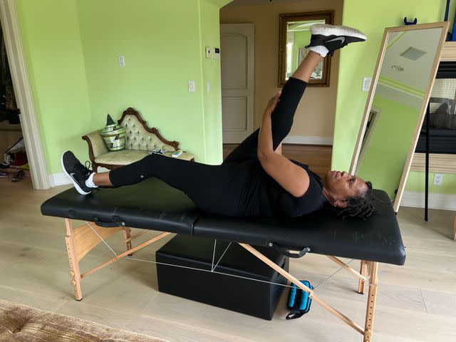 <p>Personal Images by Jenifer Lewis</p> Jenifer Lewis during physical therapy