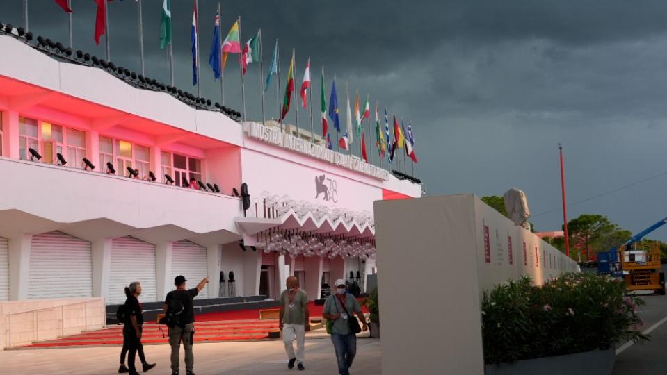 The wall from 2020 remains in place along the red carpet. - Credit: AP