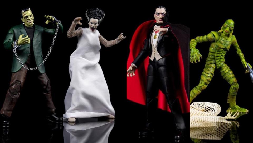 Jada Toys's Universal Monsters action figures for Frankenstein's monster, Bride of Frankenstein, Dracula, and Creature from the Black Lagoon