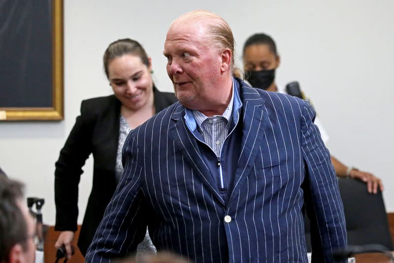 Celebrity chef Mario Batali on the second day of his trial at Boston Municipal Court, in Boston