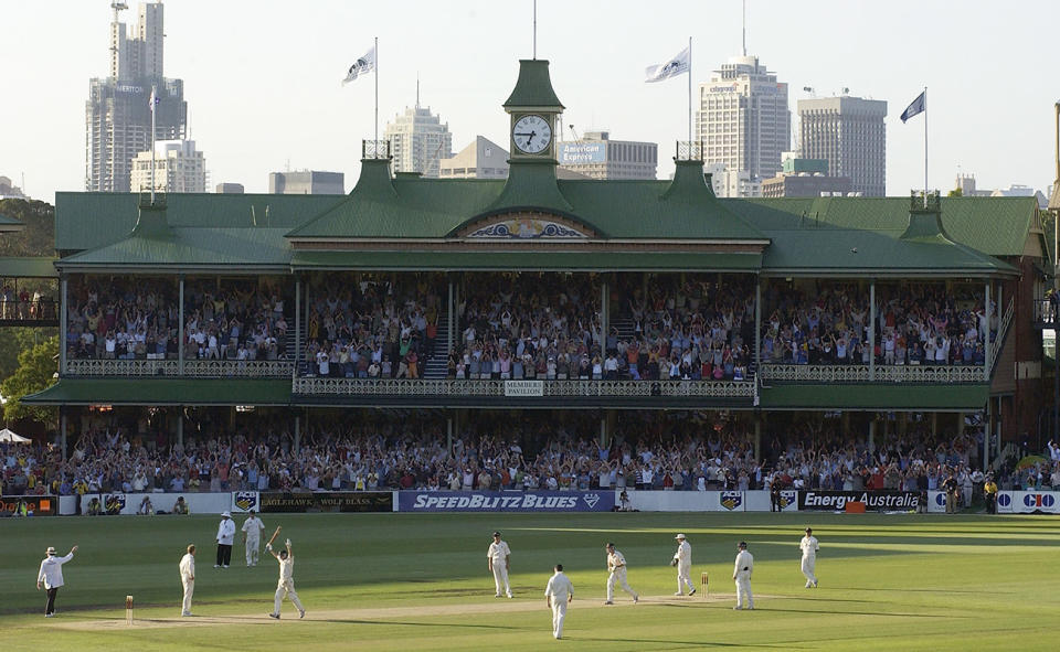 Steve Waugh, pictured here sending the SCG into meltdown with his Ashes century in 2003.