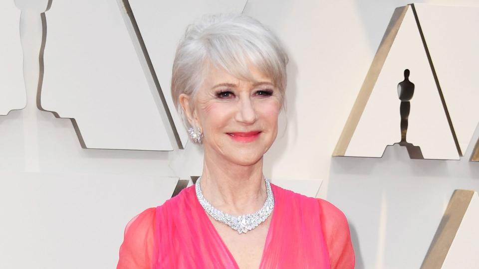 Helen Mirren wearing bold lipstick