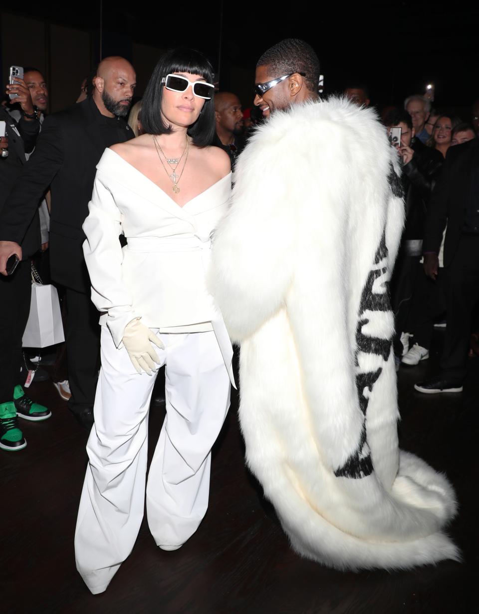 Jennifer Goicoechea and Usher attend his post-performance dinner party at Las Vegas’s Cathédrale, cohosted by Rémy Martin and the House of Creed on February 11, 2024.