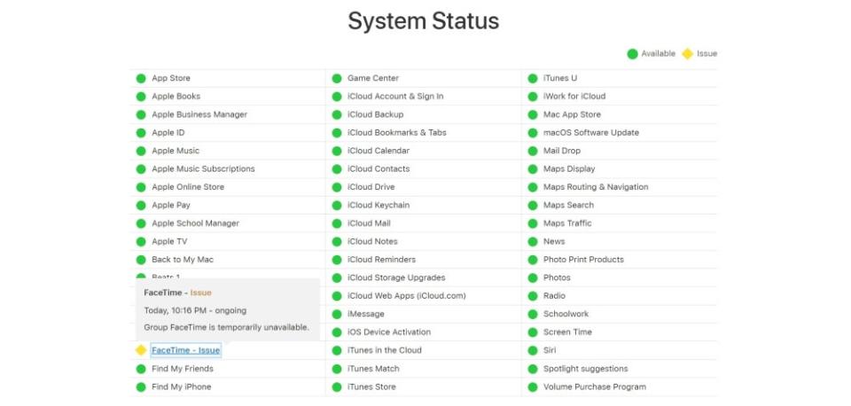 Apple System Status