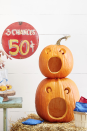 <p>No, these pumpkins aren't screaming, they're just getting ready to join in on the Halloween festivities. Stack two on top of each other, give them a big enough mouth, and you've got the perfect bean bag toss game. <br></p>