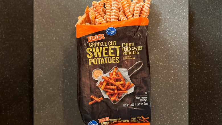 Bag of Kroger frozen sweet potato fries