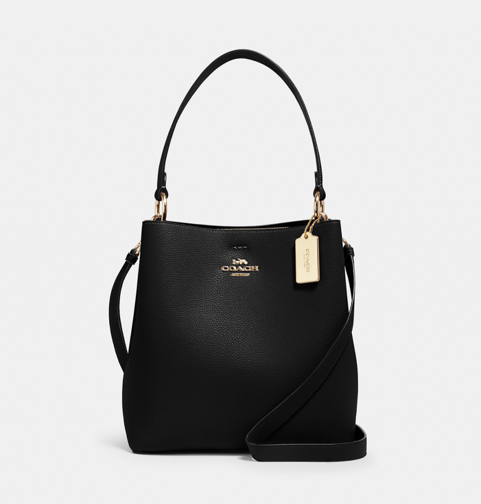 Coach Outlet Town Bucket Bag in Gold/Black Oxblood 1 (Photo via Coach Outlet)