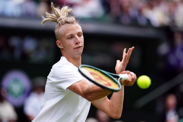 Mark Lajal hits a sliced forehand on Centre Court