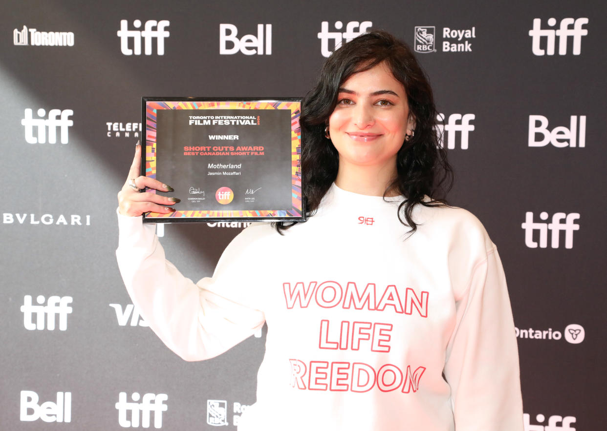 TORONTO, ONTARIO - SEPTEMBER 17: Jasmin Mozaffari, winner of Best Canadian Short attends the TIFF Awards Breakfast during the 2023 Toronto International Film Festival at TIFF Bell Lightbox on September 17, 2023 in Toronto, Ontario. (Photo by Jeremy Chan/Getty Images)