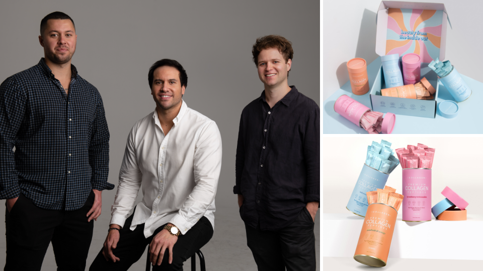 Josh, Isaak and Lachlan are the three brains behind The Collagen Co, a booming $5 million eCommerce collagen powder start-up. (Source: Supplied)