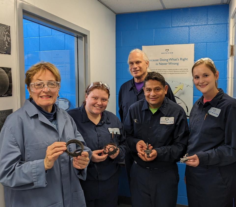 Congresswoman Marcy Katur meets with Lauren Moeller, Martin Perez and others during a recent tour of Materion in Elmore.