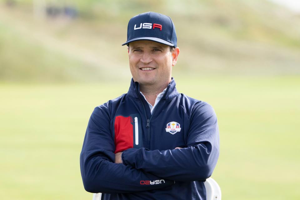 September 22, 2021; Haven, Wisconsin, USA; Team USA vice-captain Zach Johnson poses for a photo during a practice round for the 43rd Ryder Cup golf competition at Whistling Straits. Mandatory Credit: Kyle Terada-USA TODAY Sports