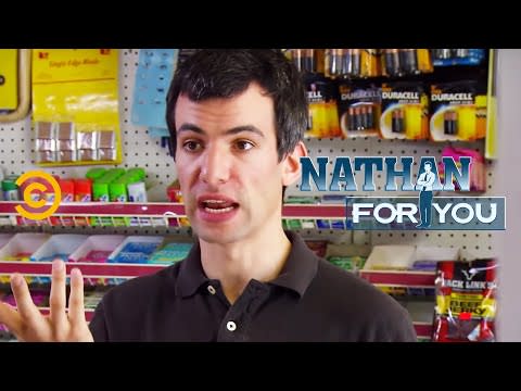 <p>Each episode of Nathan For You is obviously unhinged, but this is in a league of its own. Fielder found a way for a gas station to claim the cheapest prices in the country. His idea banked on offering a rebate that would be ridiculously inconvenient to claim. The lengths that customers were willing to go through to receive their rebate is a true case study on human behaviour. By the end of the segment, Fielder broke character—a rare moment for the master of cringe—when he learned a surprising wellness tip practiced by the gas station owner. </p><p><a href="https://www.youtube.com/watch?v=6vbCKava_JE&t=2st" rel="nofollow noopener" target="_blank" data-ylk="slk:See the original post on Youtube" class="link ">See the original post on Youtube</a></p>