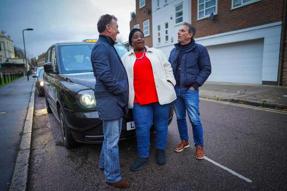 Mark pictured here on the far right with his fellow cabbies loves to sing (PA Real Life/FREE NOW).