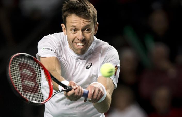 Nestor (seen here during Davis Cup) is putting in an extra week's work this week in Nice. (REUTERS/Kevin Light)