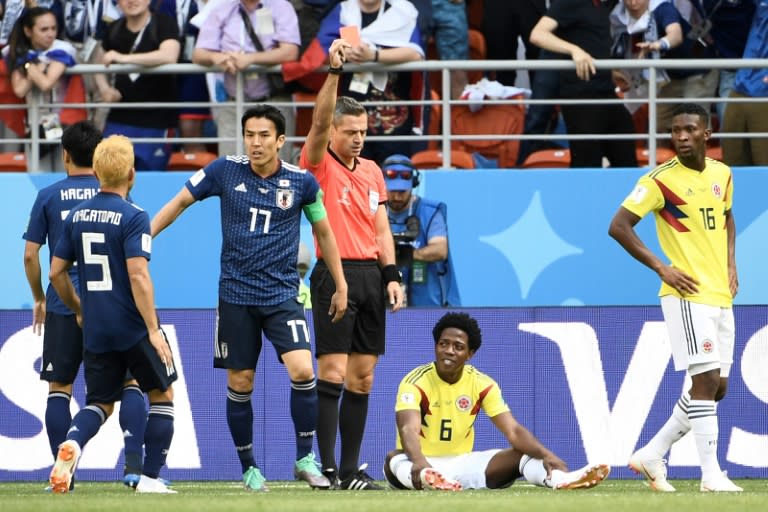 Carlos Sanchez was shown a red card in Colombia's defeat to Japan