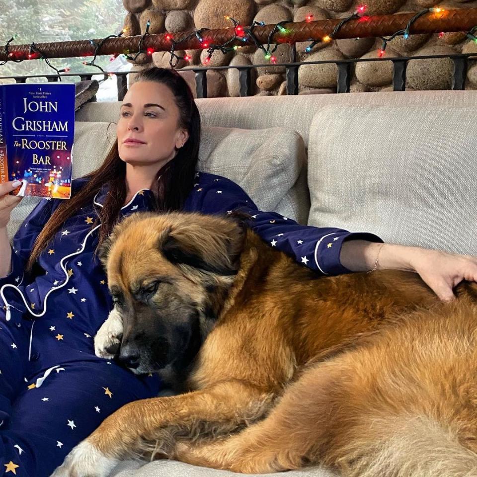 <p>Comfy pajamas, a good book and puppy snuggles... what more could you ask for? "Where you can find me," the <em>Real Housewives of Beverly Hills</em> star captioned <a href="https://www.instagram.com/p/CJm0KlwMZUJ/" rel="nofollow noopener" target="_blank" data-ylk="slk:this snap;elm:context_link;itc:0;sec:content-canvas" class="link ">this snap</a> from inside her Aspen, Colorado, home. </p>