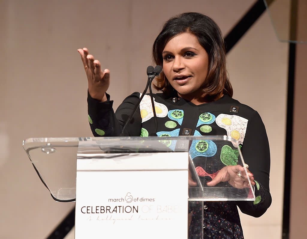 Actress Mindy Kaling speaks onstage at the March Of Dimes Celebration Of Babies Luncheon