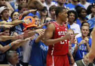 N.C. State's T.J. Warren (24) waits to inbound the ball while Duke fans try to distract him during the first half against Duke at Cameron Indoor Stadium in Durham, North Carolina, Thursday, February 7, 2013. (Ethan Hyman/Raleigh News & Observer/MCT via Getty Images)