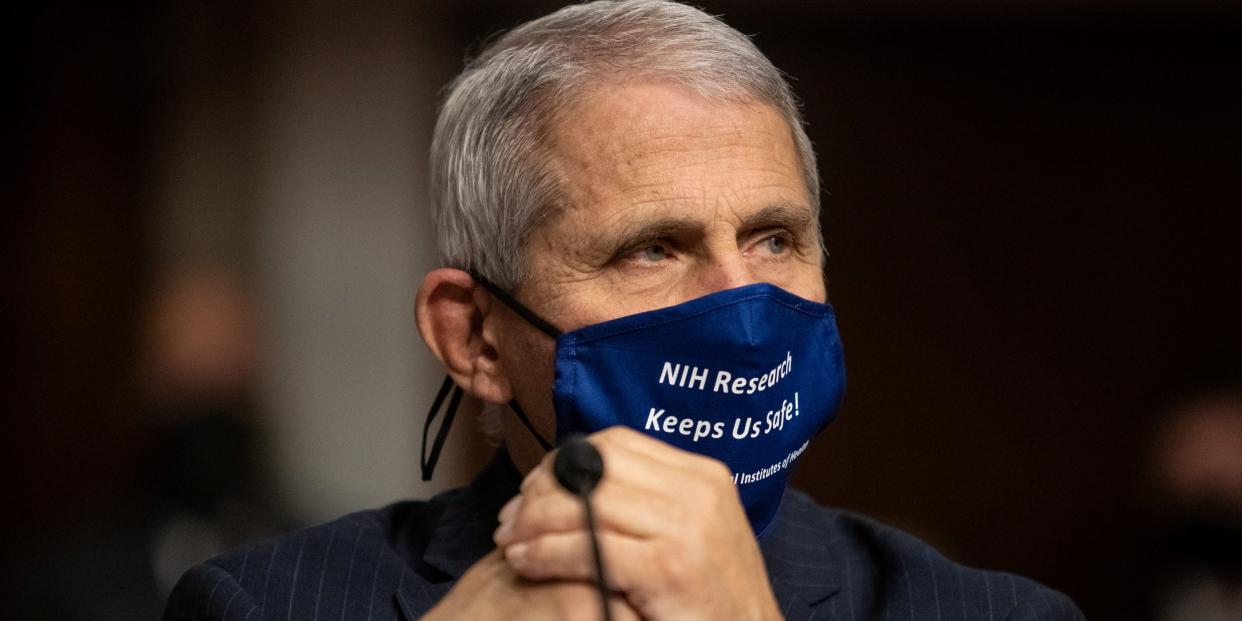 Anthony Fauci, MD, Director, National Institute of Allergy and Infectious Diseases, National Institutes of Health, looks on before testifying at a U.S. Senate Senate Health, Education, Labor, and Pensions Committee Hearing to examine COVID-19, focusing on an update on the federal response at the U.S. Capitol Washington, D.C., U.S., September 23, 2020.