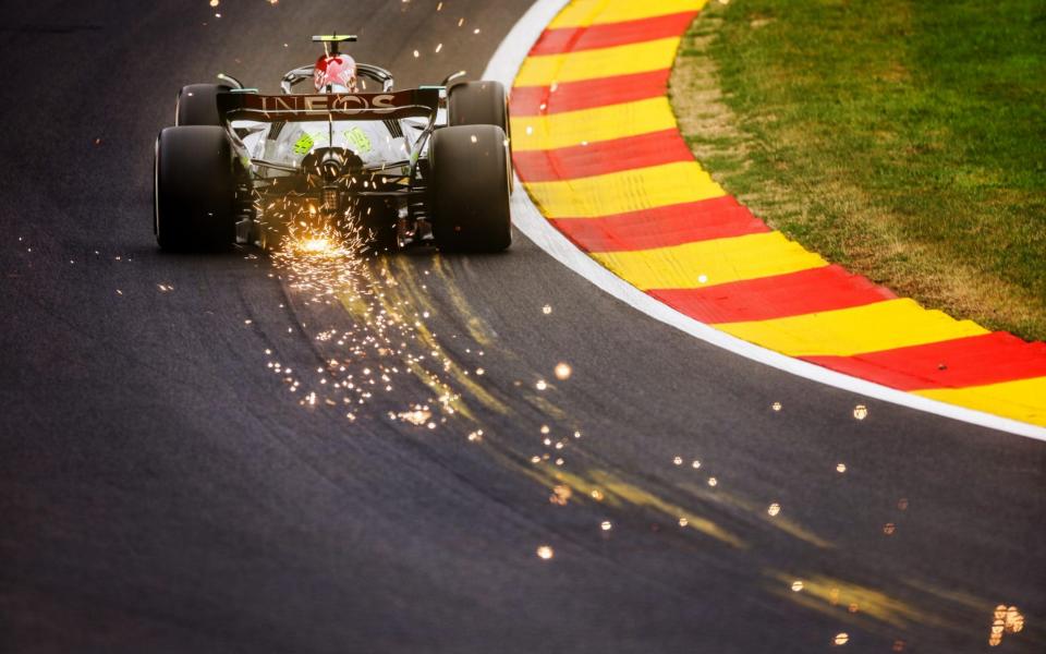 Lewis Hamilton of Mercedes and Great Britain during practice ahead of the F1 Grand Prix of Belgium at Circuit de Spa-Francorchamps on August 26, 2022 in Spa, Belgium - Peter J Fox/Getty Images