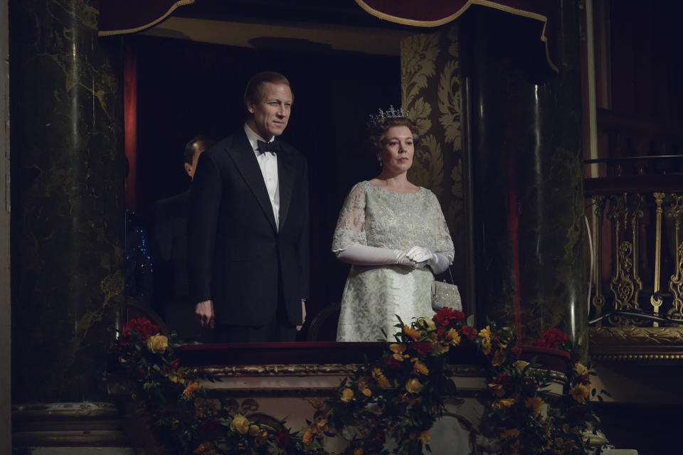 Picture shows: Prince Philip (TOBIAS MENZIES) and Queen Elizabth II (OLIVIA COLMAN)