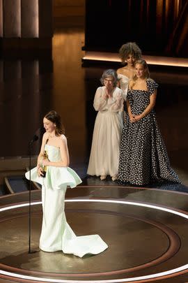 Former Best Actress winners Michelle Yeoh, Jennifer Lawrence, Charlize Theron, Jessica Lange and Sally Field took to the stage to present the nominees for the Best Actress accolade this year — which was ultimately won by Emma Stone for her performance in 