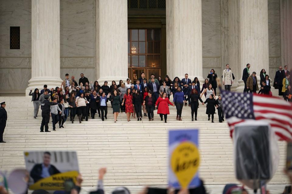 Protestors Rally on the Steps of the Supreme Court to Defend DACA