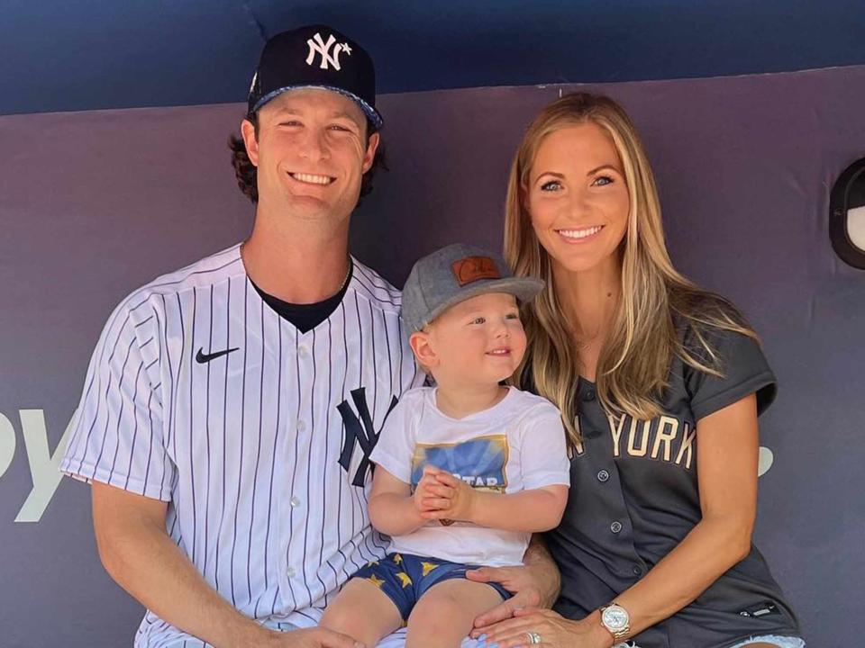 Amy Cole Instagram Gerrit Cole with his wife Amy and their son.