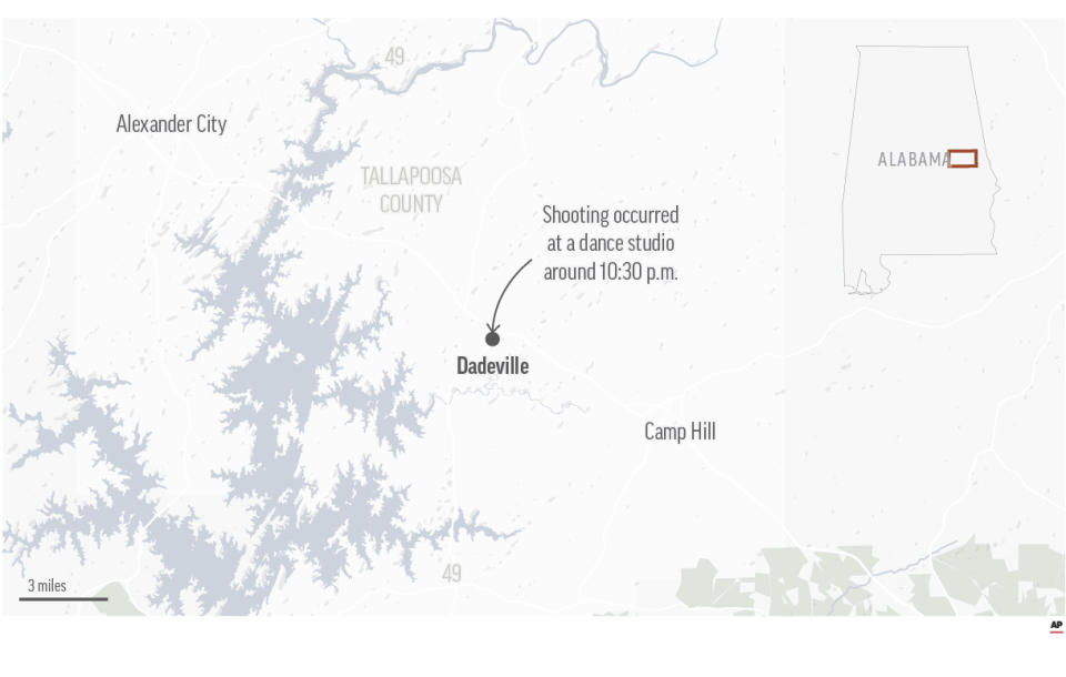 Four people have been killed and multiple people injured during a shooting Saturday night in Dadeville, the Alabama Law Enforcement Agency said.