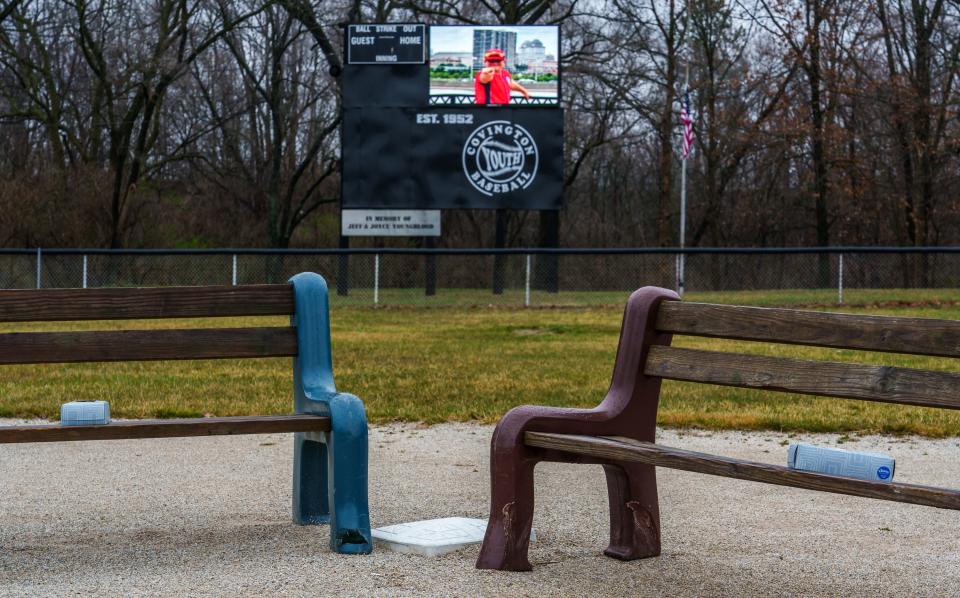 "There was a march for him the Saturday before the services. There was three street blocks full of people walking and we marched through town and went down to the baseball fields where we did a candlelight for him," Terry Badger II said Thursday, March 23, 2023. "And then we let off 44 balloons." A scoreboard at the ballpark still shuffles through photos of Badger III. The family says it's part of their daily ritual to go to the field and watch the display. Two benches and a couple tissue boxes still sit by second base. Badger III died by suicide on March 6, 2023, after his family says he was bullied at school.