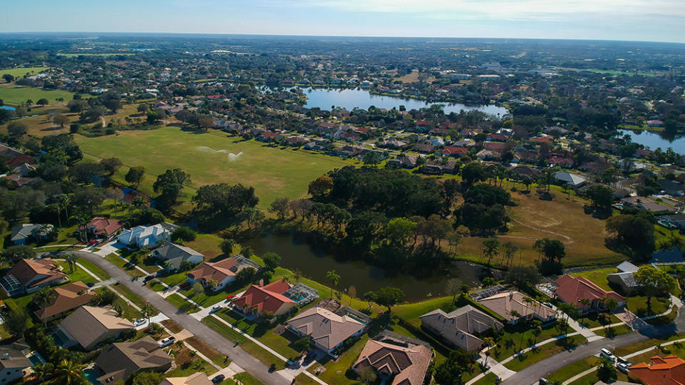An aerial view of Wellington, FL