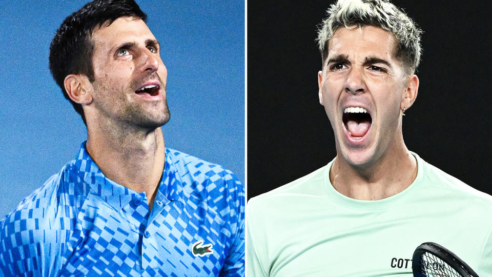 Novak Djokovic and Thanasi Kokkinakis, pictured here at the Australian Open.