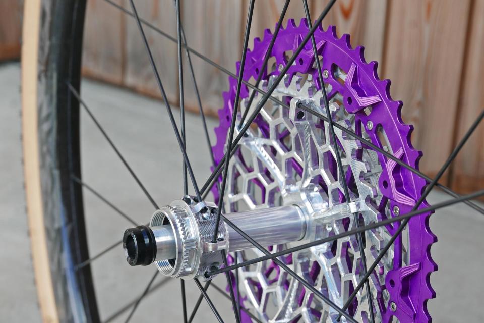 Soul-Kozak LoopsDrive patent-pending alternate bicycle wheel freehub drive clutch concept, in a wheel