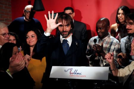 Paris mayoral dissident candidate from La Republique En Marche (LREM) Cedric Villani attends a meeting to announce his candidature in the forthcoming mayoral election in Paris