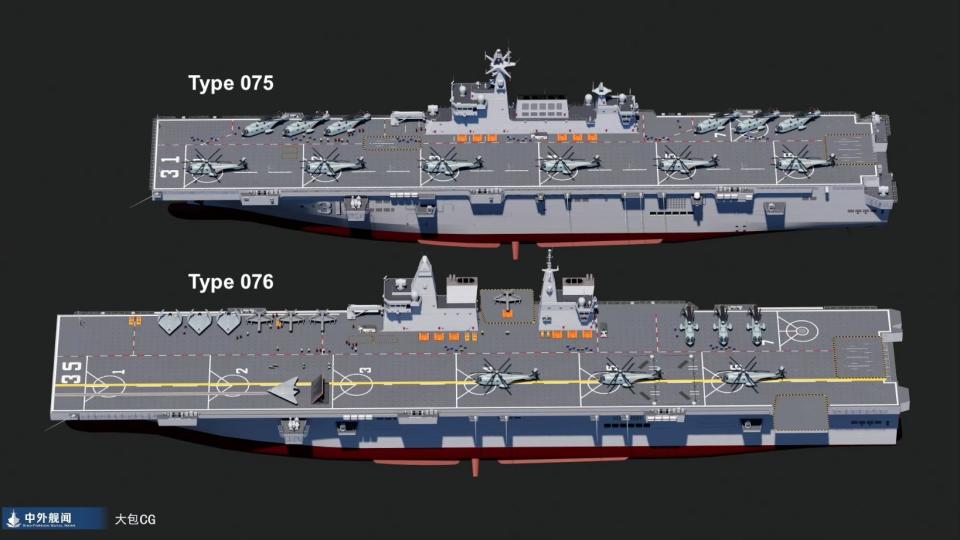 網傳075型與076型兩棲攻擊艦對比圖。（圖／翻攝自X@DefenceSahil）