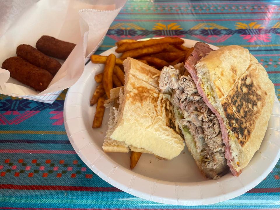 Croquetas and Cuban sandwich from Cafe Con Leche.