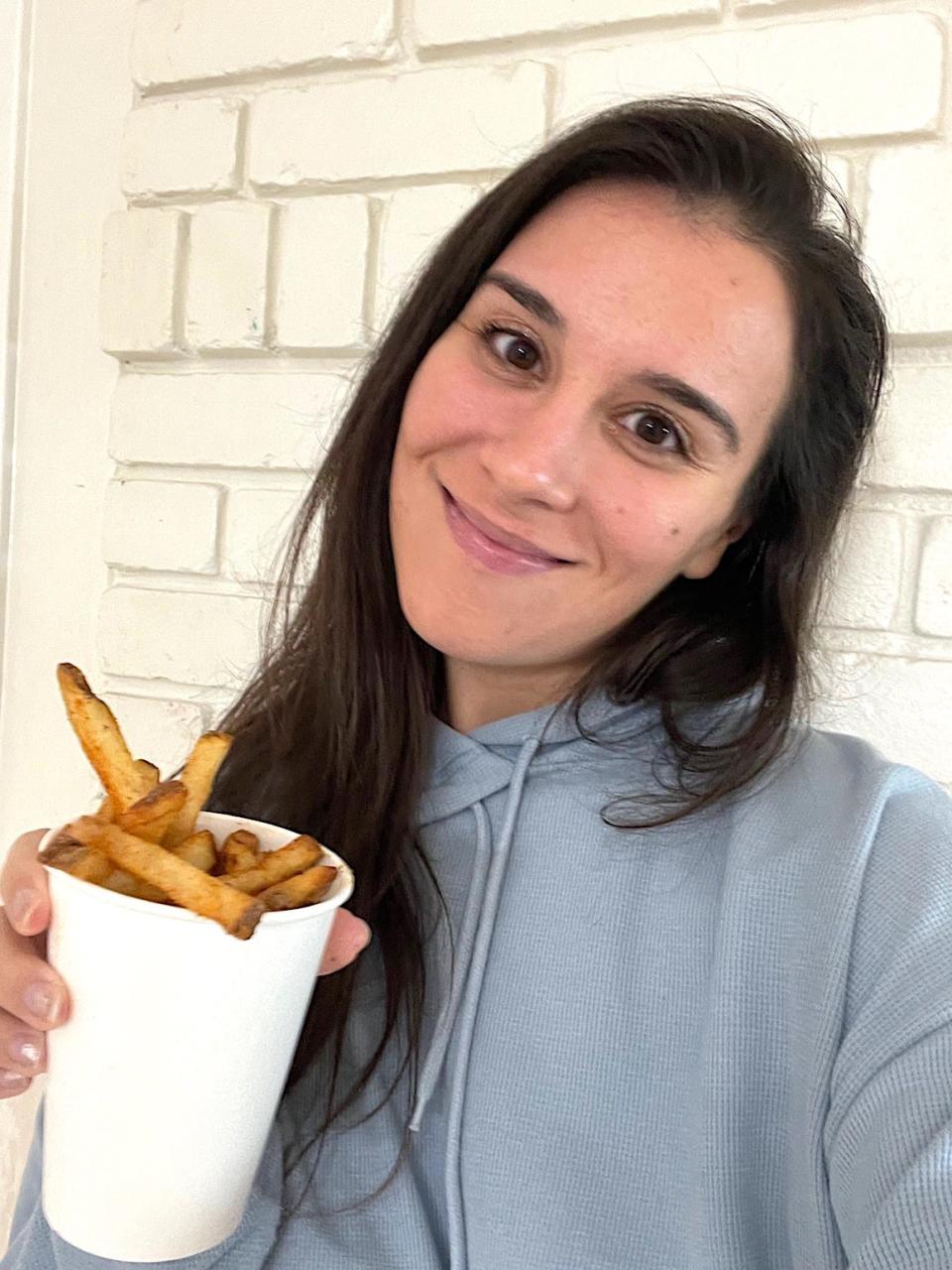 Anneta with Five Guys fries