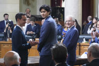 Los Angeles Dodgers baseball star Shohei Ohtani is honored Friday, May 17, 2024, during a council meeting in Los Angeles. (AP Photo/Damian Dovarganes)
