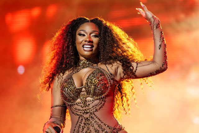 <p>Josh Brasted/WireImage</p> Megan Thee Stallion at the 2023 Essence Festival