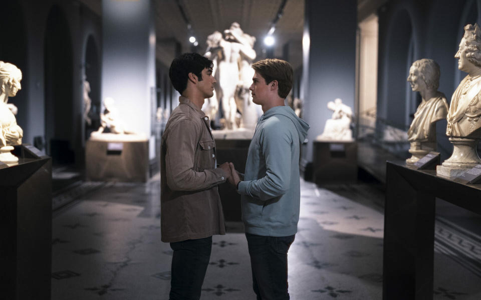 The main characters on an after-hours date in a museum (Image: Amazon)